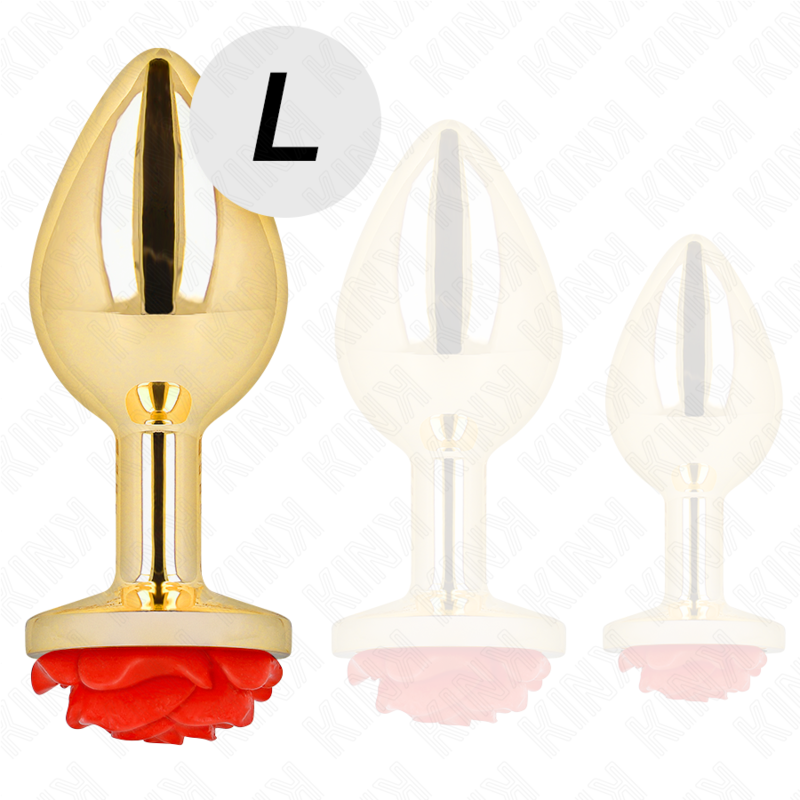 KINK - PLUG ANAL DORADO ROSA ROJA TALLA L - Imagen 2