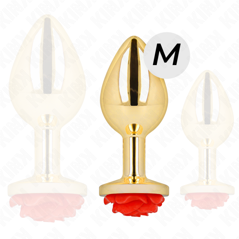 KINK - PLUG ANAL DORADO ROSA ROJA TALLA M - Imagen 3