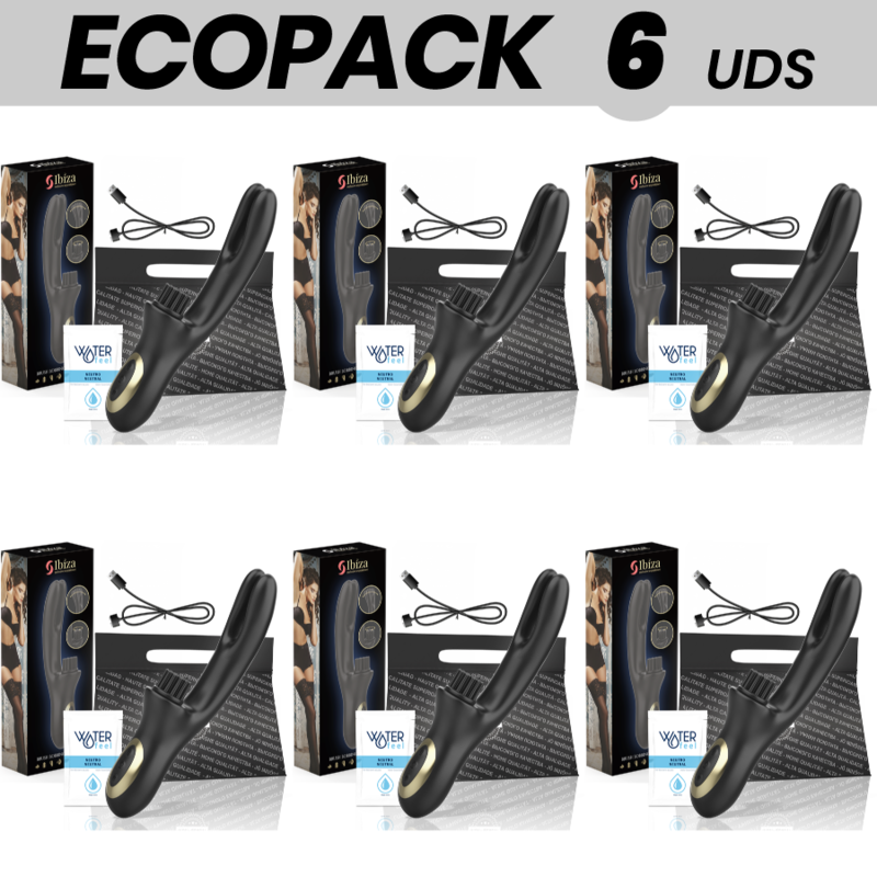 ECOPACK 6 UDS - IBIZA VIBRADOR HI-TECH RABITT MULTI CELDAS CLITORIALES Y DOBLE WAVE