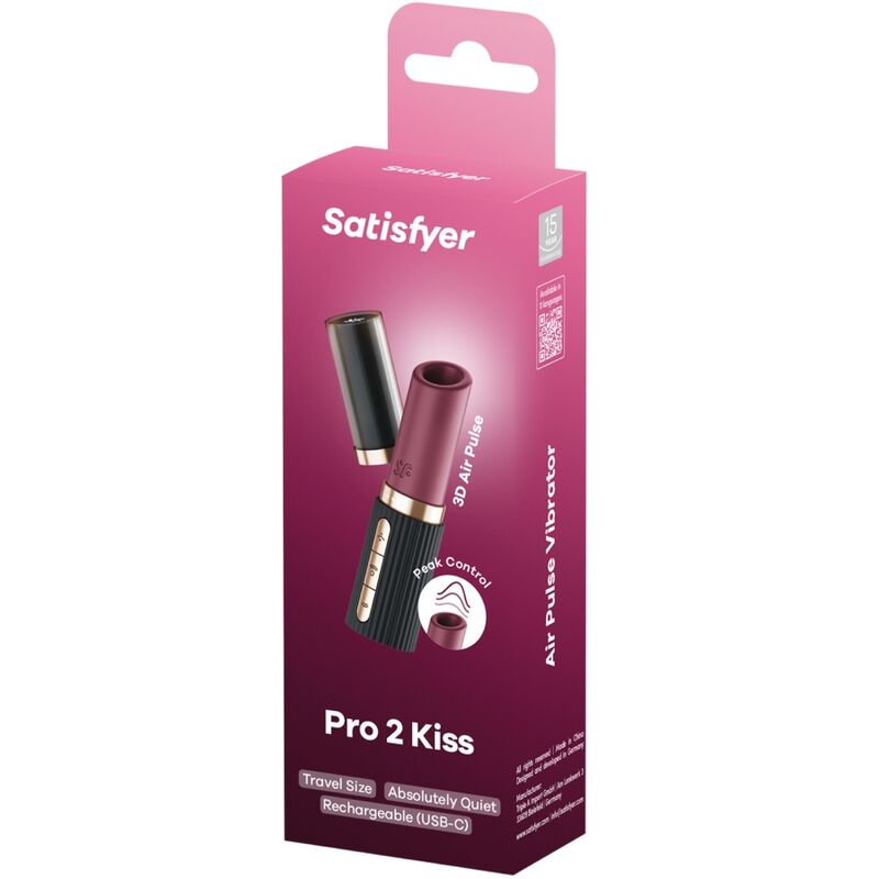 SATISFYER - PRO 2 KISS ESTIMULADOR CLÍTORIS POR ONDAS GRANATE / NEGRO - Imagen 6