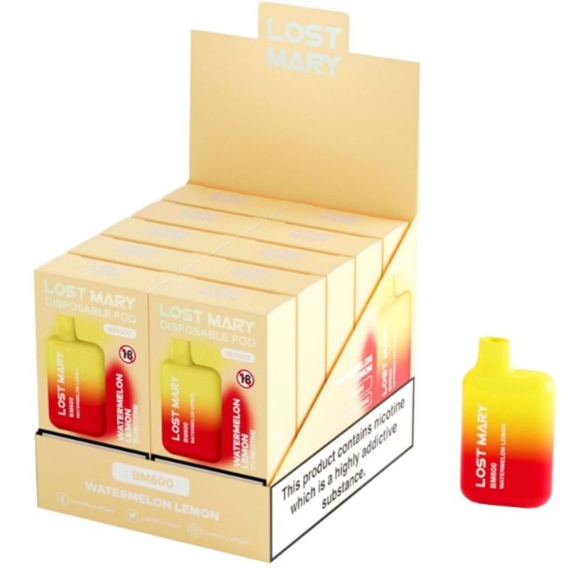 LOST MARY - BM600 VAPER NICOTINA 2% DESECHABLE SABOR SANDÍA LIMÓN - Imagen 2