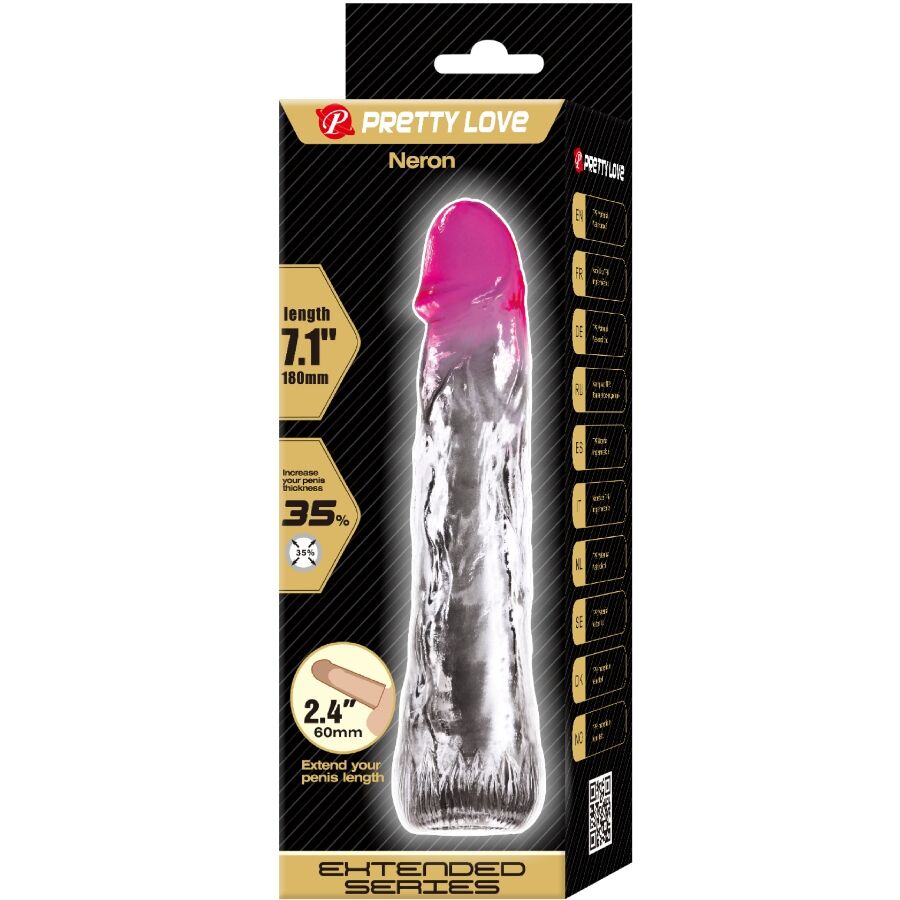 PRETTY LOVE - NERON FUNDA REALÍSTICA ALARGADORA DE 6 CM PARA PENE ROSA - Imagen 6
