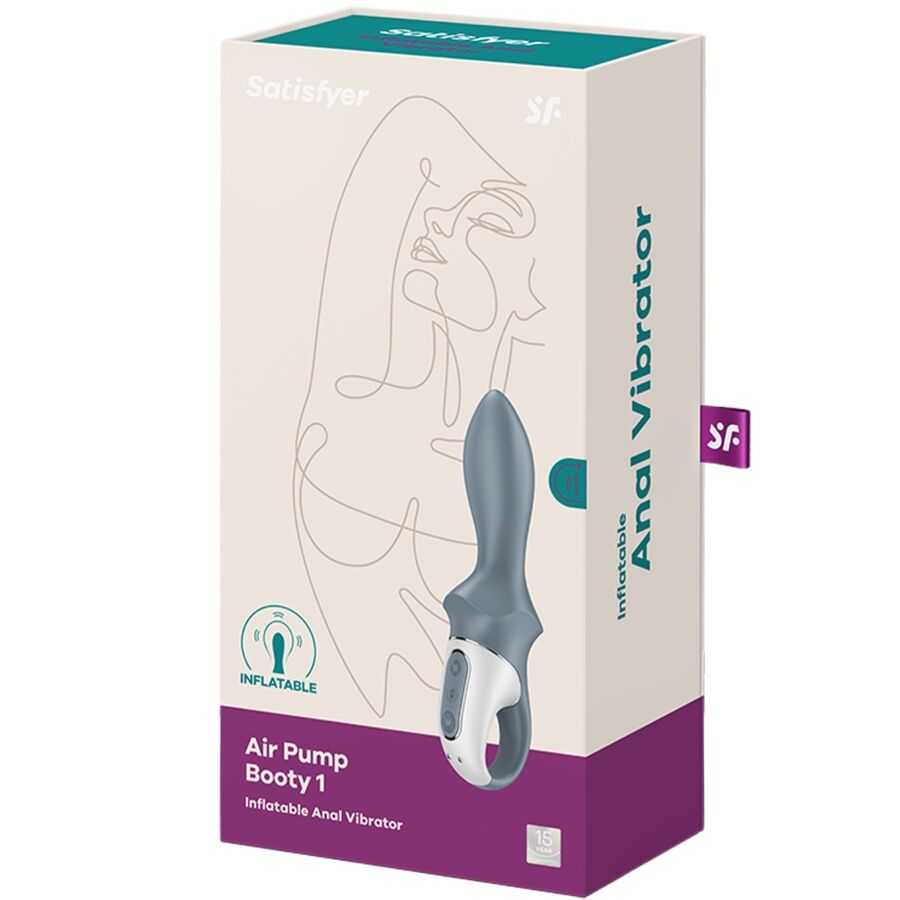 SATISFYER - AIR PUMP BOOTY 1 VIBRADOR INFLABLE ANAL GRIS - Imagen 6