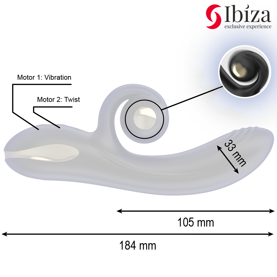 IBIZA - VIBRADOR TWISTER CON ESTIMULADOR CURVE Y VIBRO-ROTACIÓN - Imagen 5