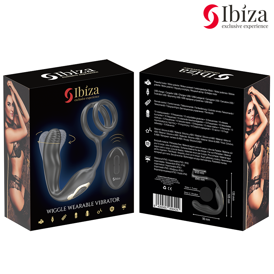 IBIZA - WIGGLE PLUG ANAL ROTADOR CONTROL REMOTO CON VIBRO-PERINEO Y ANILLAS POTENCIADORAS DE PENE - Imagen 7