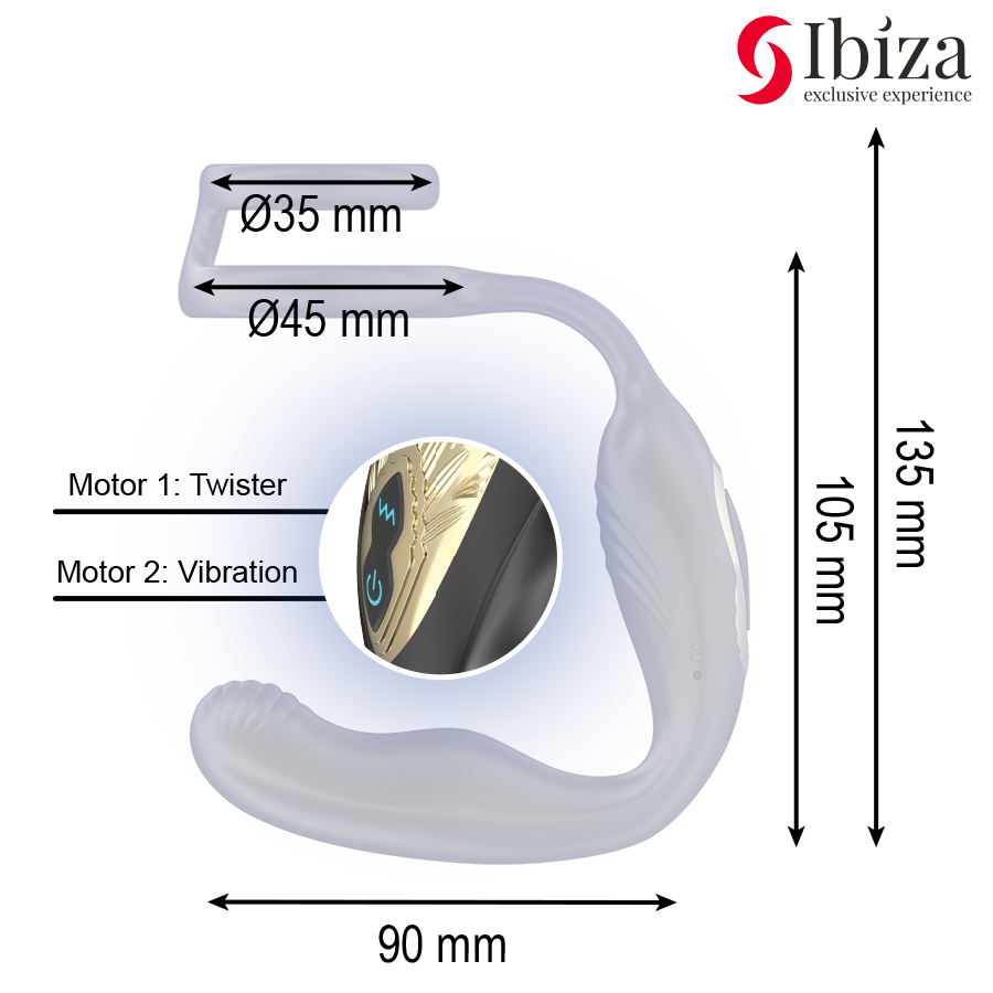 IBIZA - WIGGLE PLUG ANAL ROTADOR CONTROL REMOTO CON VIBRO-PERINEO Y ANILLAS POTENCIADORAS DE PENE - Imagen 4