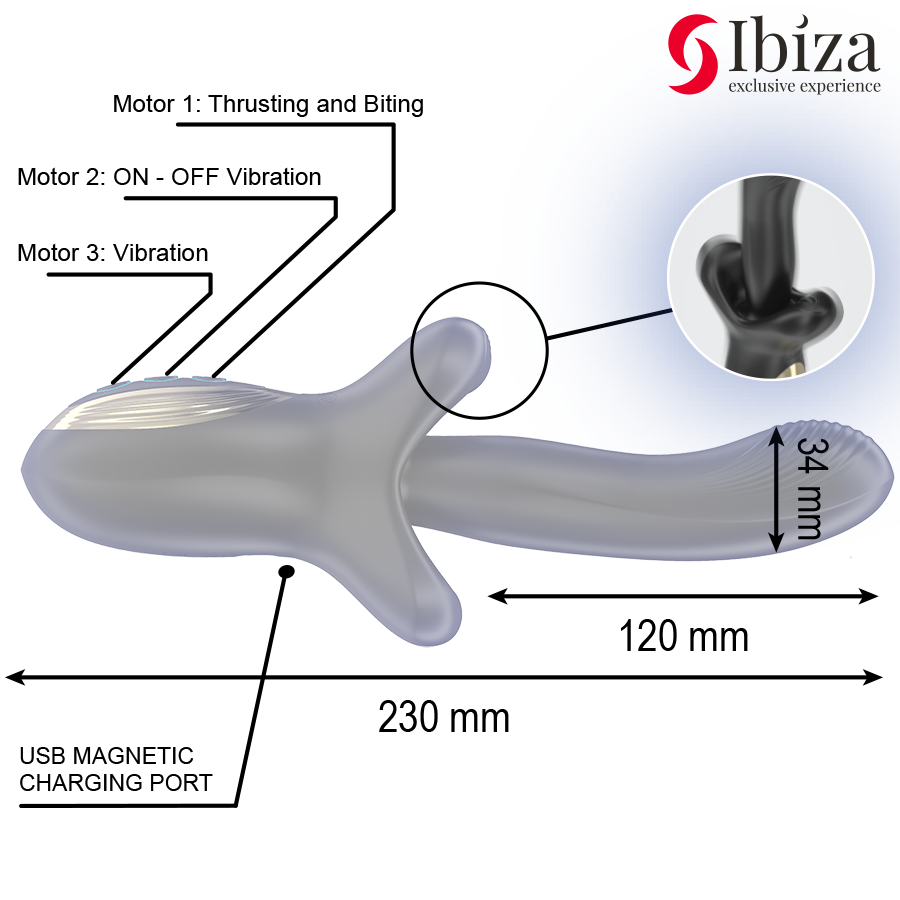 IBIZA - POTENTE VIBRADOR EFECTO THRUSTING Y BITING - Imagen 4