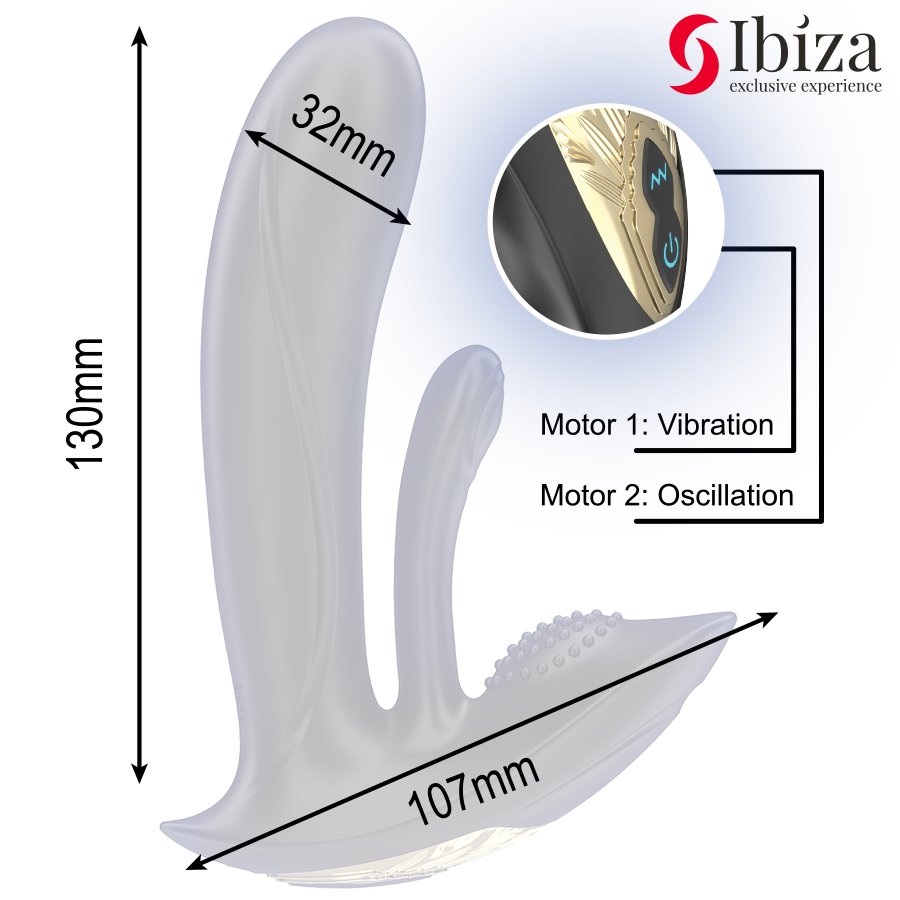 IBIZA - VIBRADOR WEARABLE CON ESTIMULACIÓN PUNTO-G Y CLÍTORIS CON CONTROL REMOTO - Imagen 4