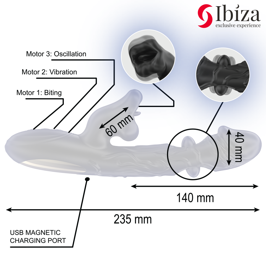IBIZA - VIBRADOR Y ESTIMULADOR DE CLÍTORIS CON EFECTO BESOS Y ROTACIÓN - Imagen 5