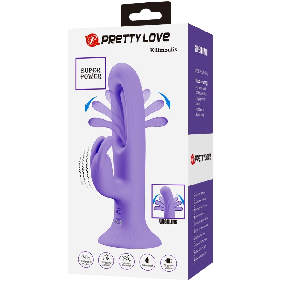 PRETTY LOVE - KILLMOULIS VIBRADOR RABBIT 12 MODOS DE VIBRACIÓN MORADO - Imagen 9