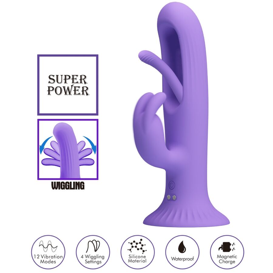 PRETTY LOVE - KILLMOULIS VIBRADOR RABBIT 12 MODOS DE VIBRACIÓN MORADO - Imagen 5