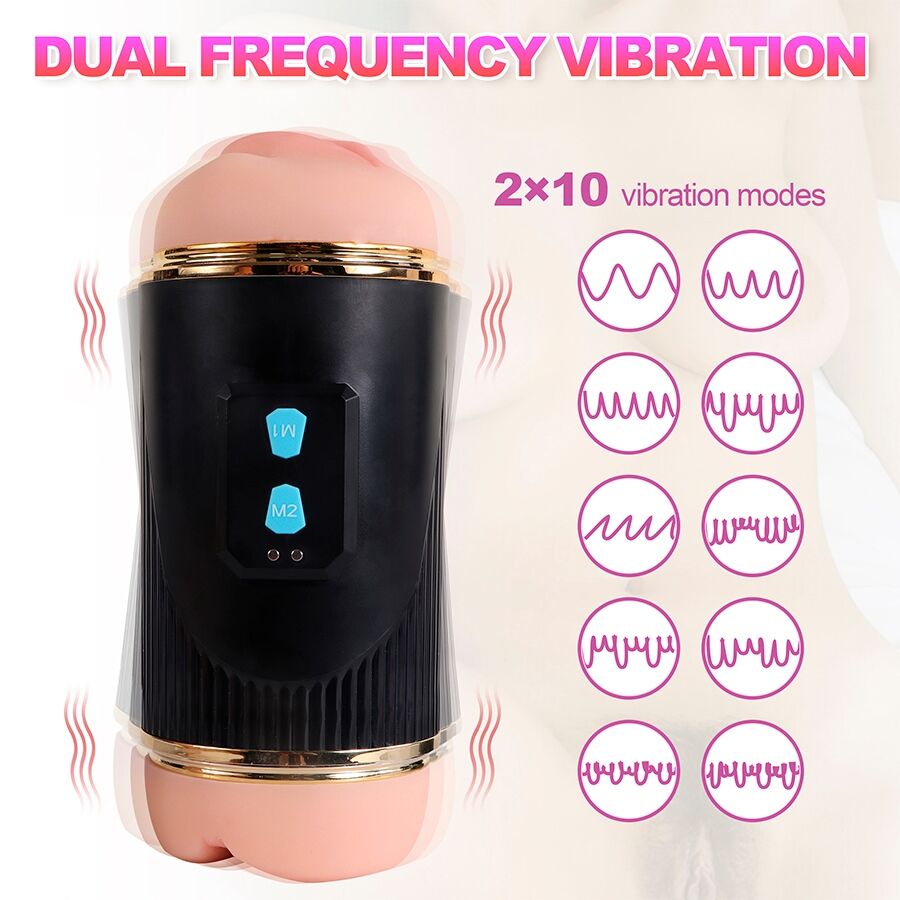 SHEQU - KAY MASTURBADOR DOBLE CON VIBRACIÓN DUAL BOCA Y VAGINA - Imagen 13