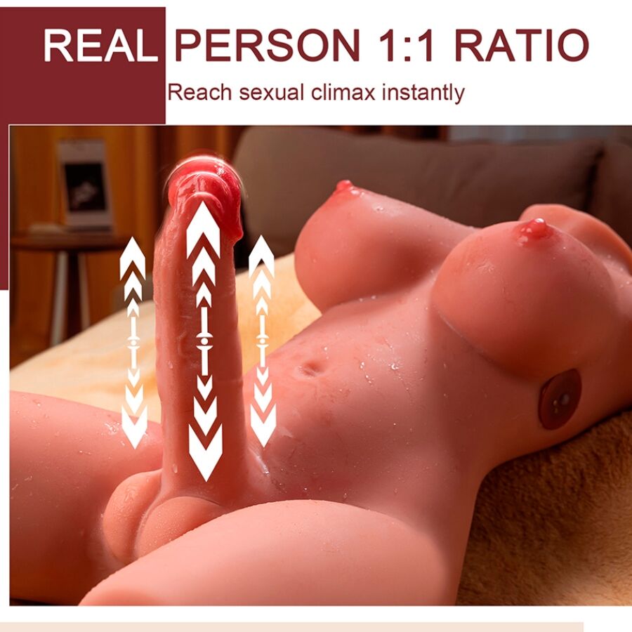 XISE - MIAH LADY BOY TORSO FEMENINO CON DILDO CON VIBRACIÓN Y THRUSTING 55 CM - Imagen 5