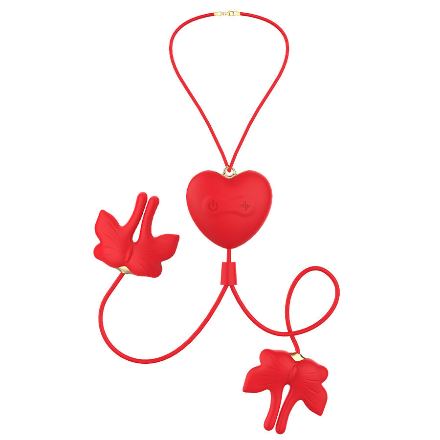 ARMONY - PINZAS PARA PEZONES MAGNÉTICA CON VIBRACIÓN FORMA MARIPOSA ROJO - Imagen 7