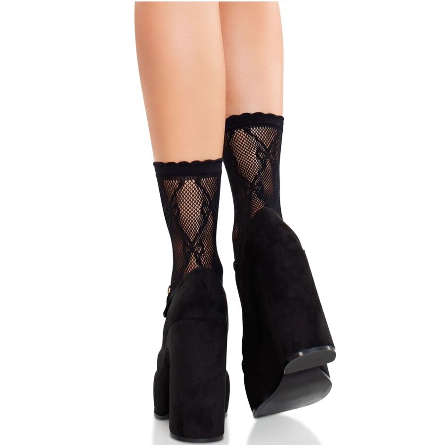 LEG AVENUE - CALCETINES DE ENCAJE DE LAZOS NEGRO - Imagen 2