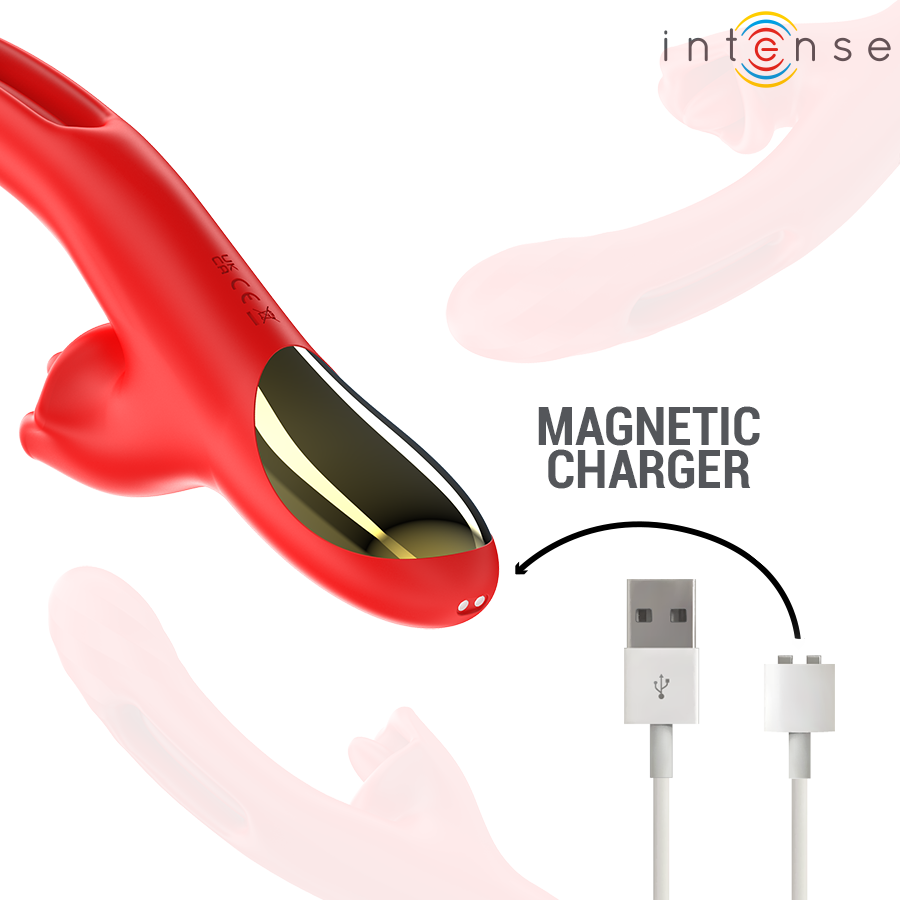 INTENSE - JESSICA VIBRADOR MULTIFUNCIÓN ESTIMULACIÓN CLÍTORIS 24.8 CM ROJO - Imagen 7