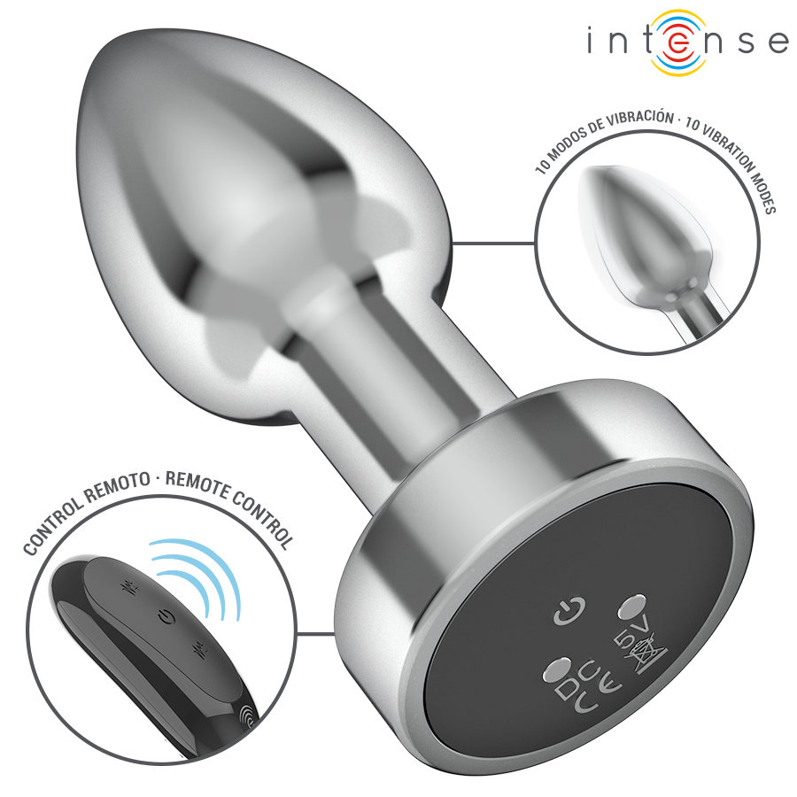 INTENSE - PLUG ANAL 10 VIBRACIONES METAL CON CONTROL REMOTO S - Imagen 3
