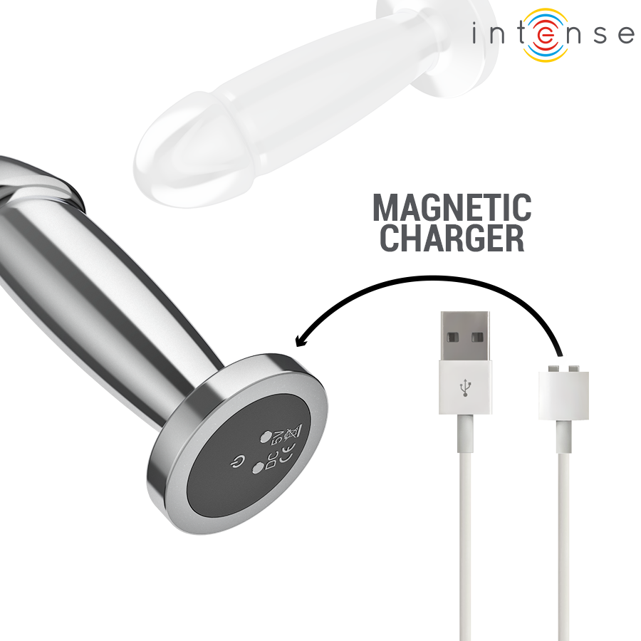 INTENSE - PLUG ANAL 10 VIBRACIONES METAL EN FORMA DE DILDO CON CONTROL REMOTO S - Imagen 7
