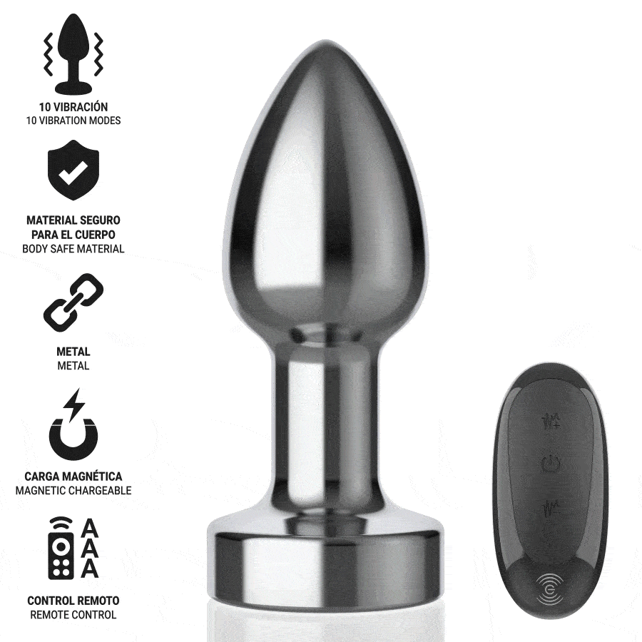 INTENSE - PLUG ANAL 10 VIBRACIONES METAL CON CONTROL REMOTO S - Imagen 2