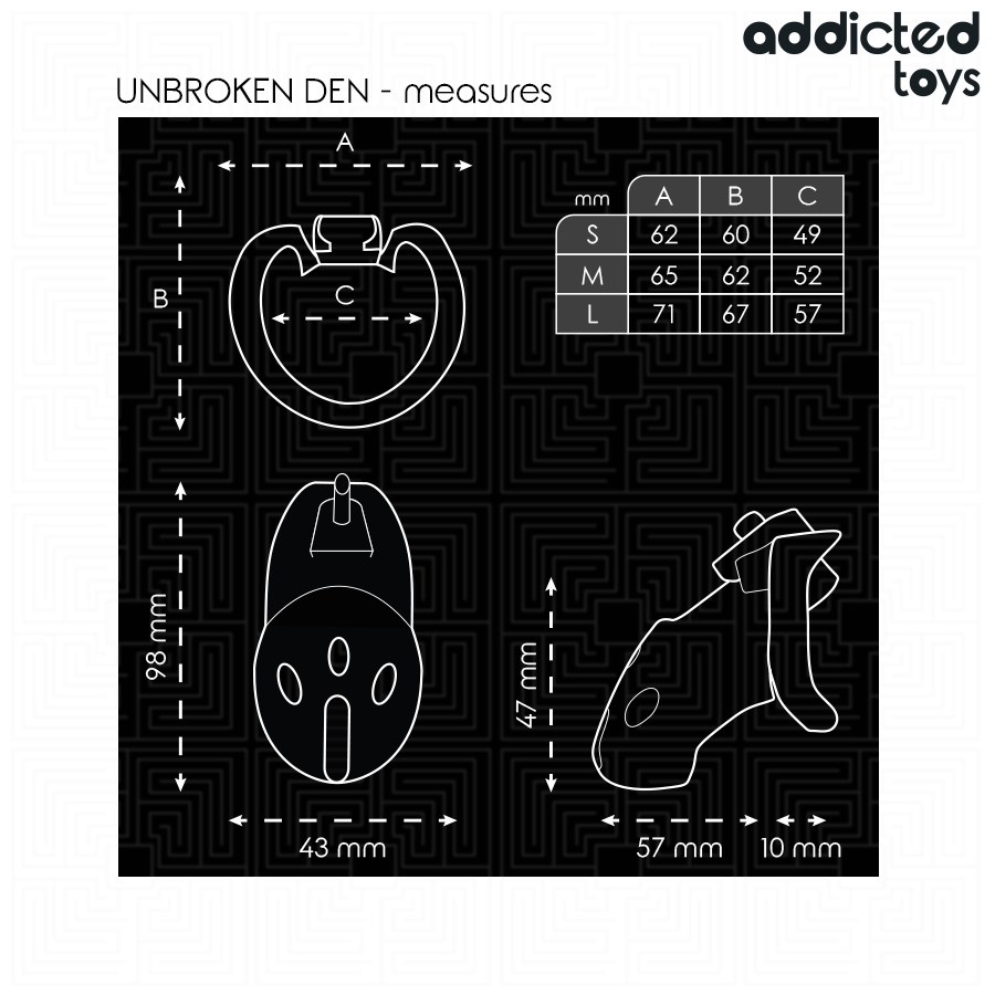 ADDICTED TOYS LOCKED - UNBROKEN DEN JAULA PARA PENE 9,8 CM - Imagen 5