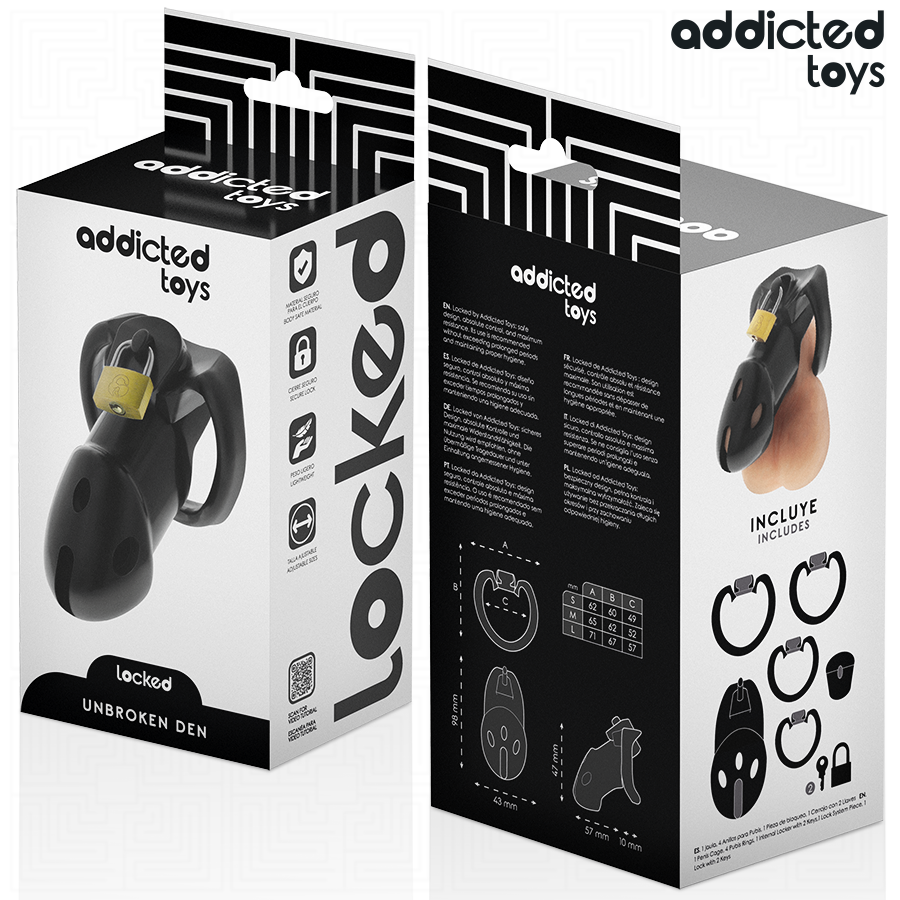 ADDICTED TOYS LOCKED - UNBROKEN DEN JAULA PARA PENE 9,8 CM - Imagen 6