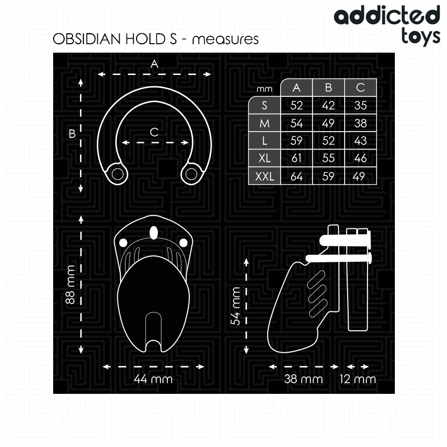 ADDICTED TOYS LOCKED - OBSIDIAN HOLD JAULA PARA PENE TALLA S - Imagen 5