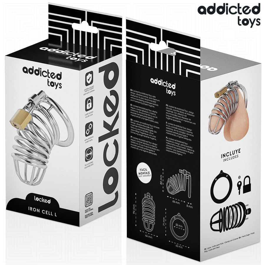 ADDICTED TOYS LOCKED - IRON CELL JAULA PARA PENE DE METAL 5 CM TALLA L - Imagen 6