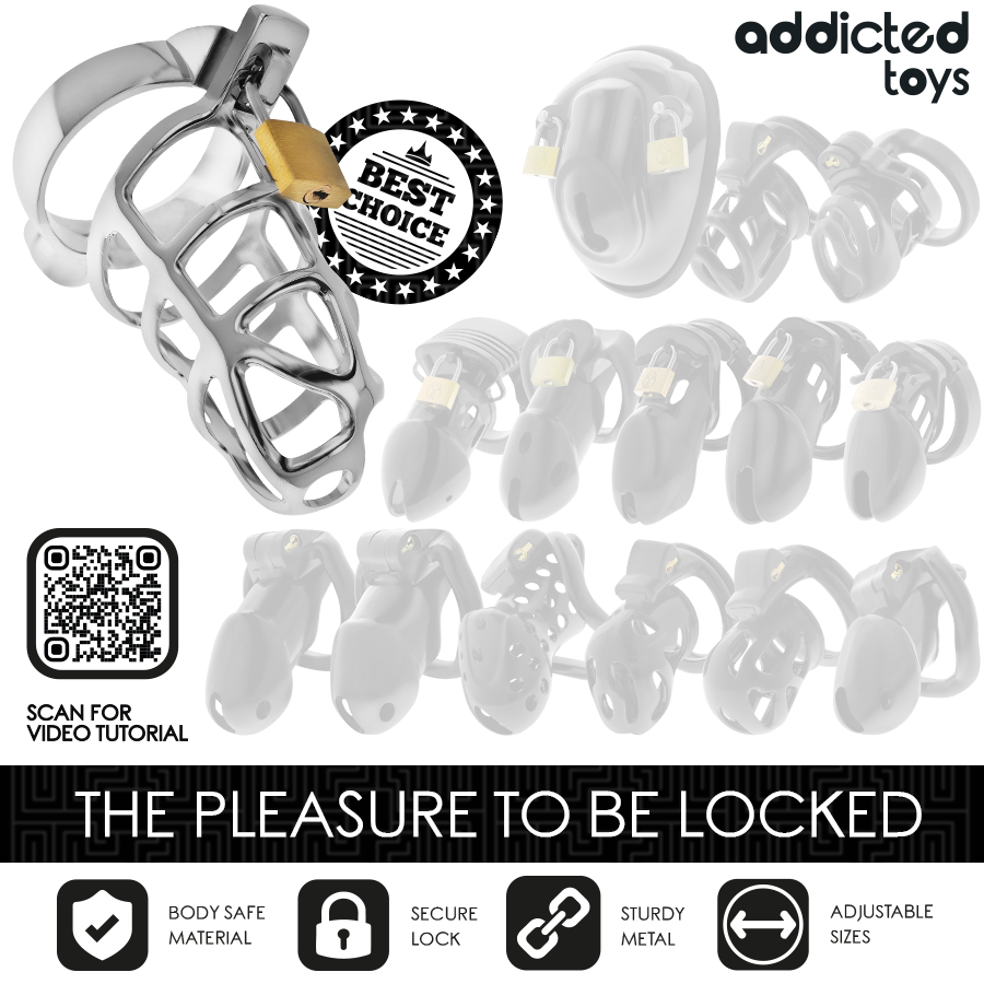 ADDICTED TOYS LOCKED - SILVER LOCK JAULA PARA PENE DE METAL TALLA M - Imagen 7