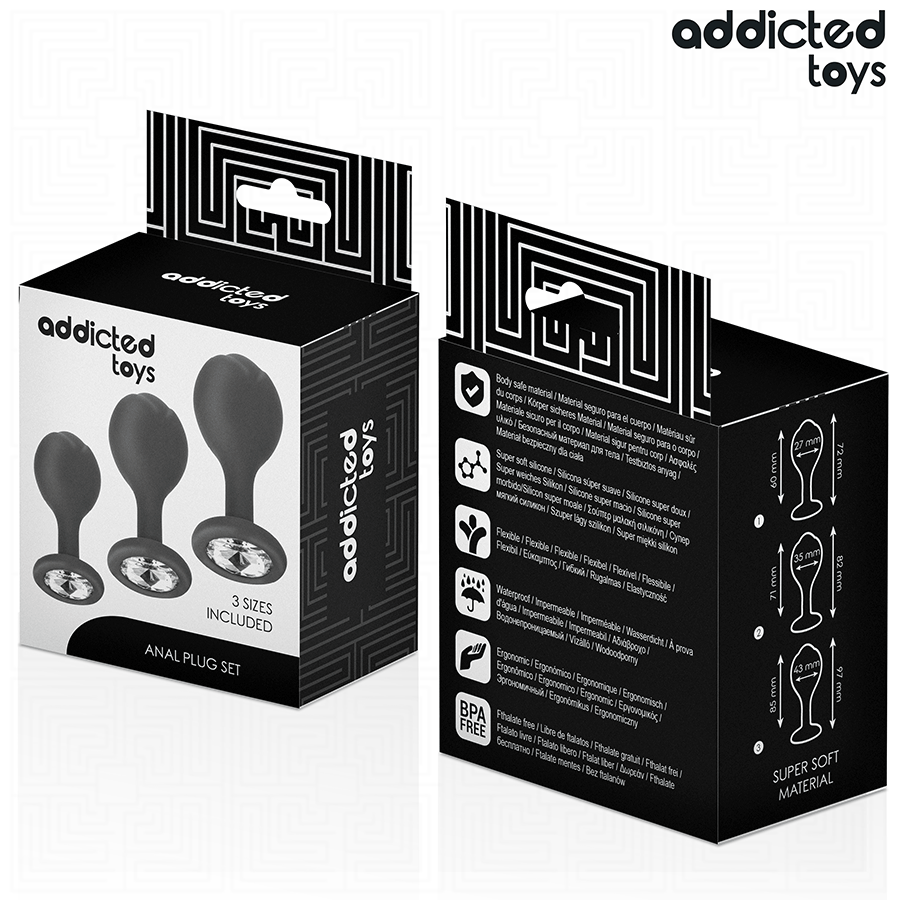 ADDICTED TOYS - SET DE 3 PLUG SILICONA ANAL CON JOYA - Imagen 7