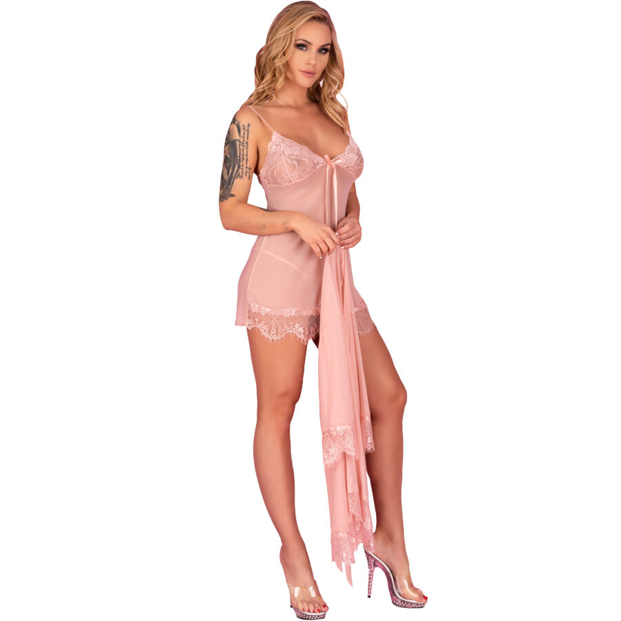LIVCO CORSETTI FASHION - HYEONA 1710 BABYDOLL + TANGA ROSA M - Imagen 3
