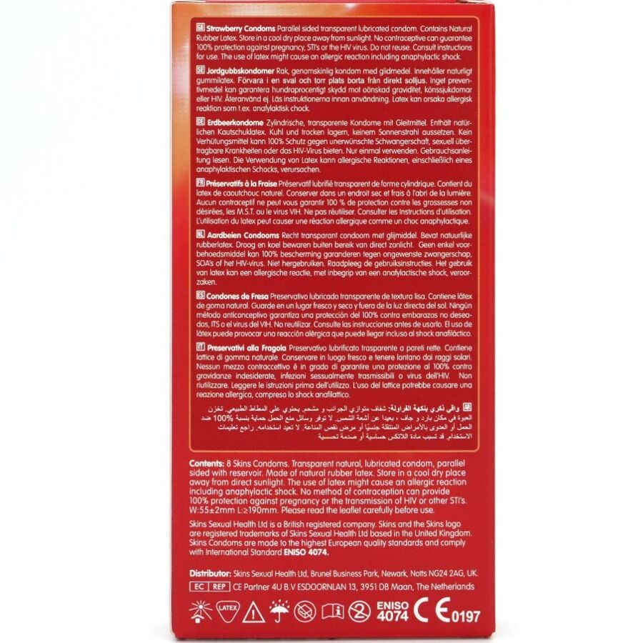 SKINS - PRESERVATIVOS PREMIUM SABOR FRESA PACK 8 - Imagen 4