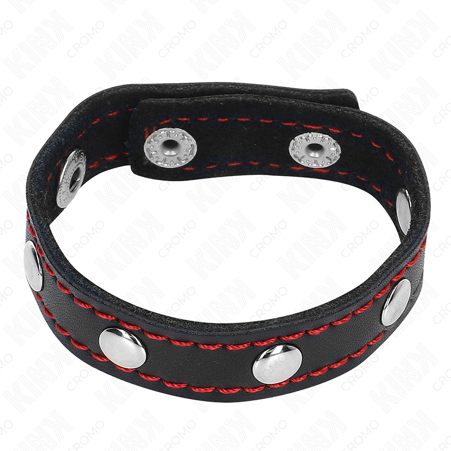 KINK - ANILLO PENE CUERO CON CIERRE A PRESIÓN FORRO ROJO 21 X 1.5 CM - Imagen 3