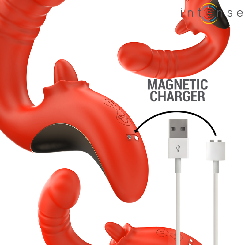 INTENSE - PAULINA VIBRADOR & ESTIMULADOR EN FORMA DE U ROJO - Imagen 8