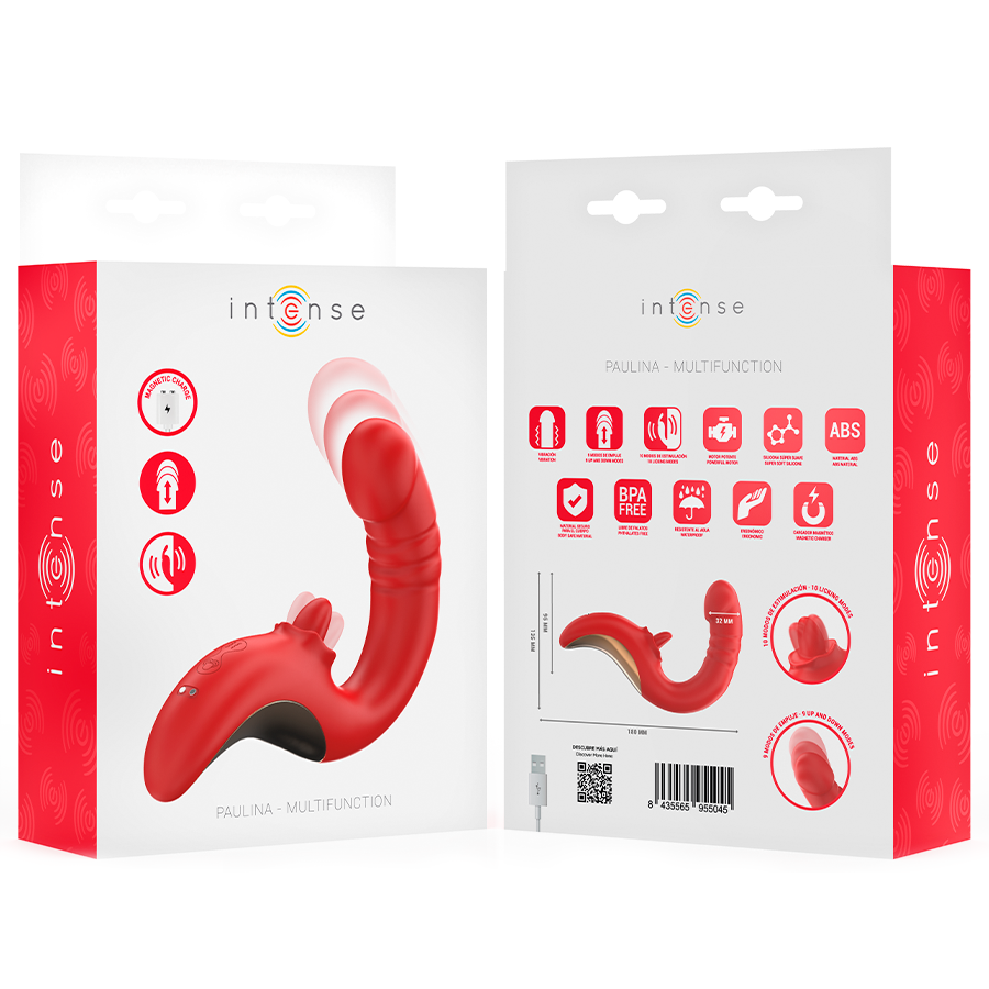 INTENSE - PAULINA VIBRADOR & ESTIMULADOR EN FORMA DE U ROJO - Imagen 9
