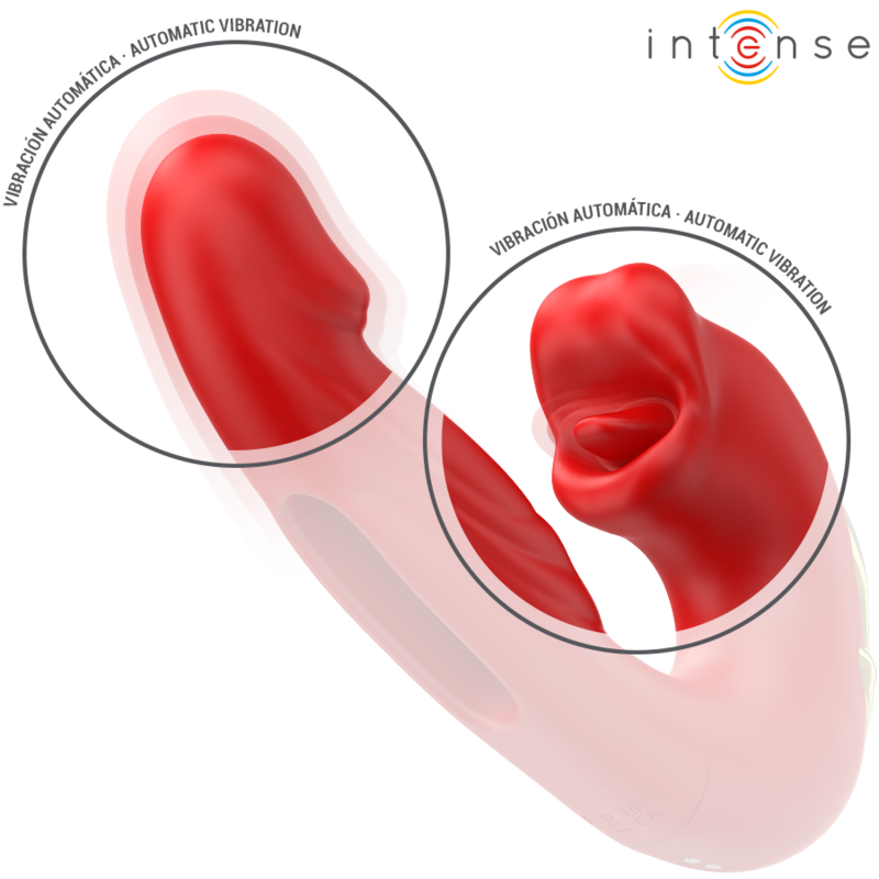 INTENSE - NATHY VIBRADOR DOBLE CON BOCA ESTIMULADORA MULTIFUNCIÓN ROJO - Imagen 6