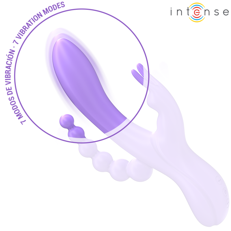 INTENSE - MIKO TRIPLE VIBRADOR RABBIT & ESTIMULADOR & ANAL 7 VIBRACIONES MORADO - Imagen 5
