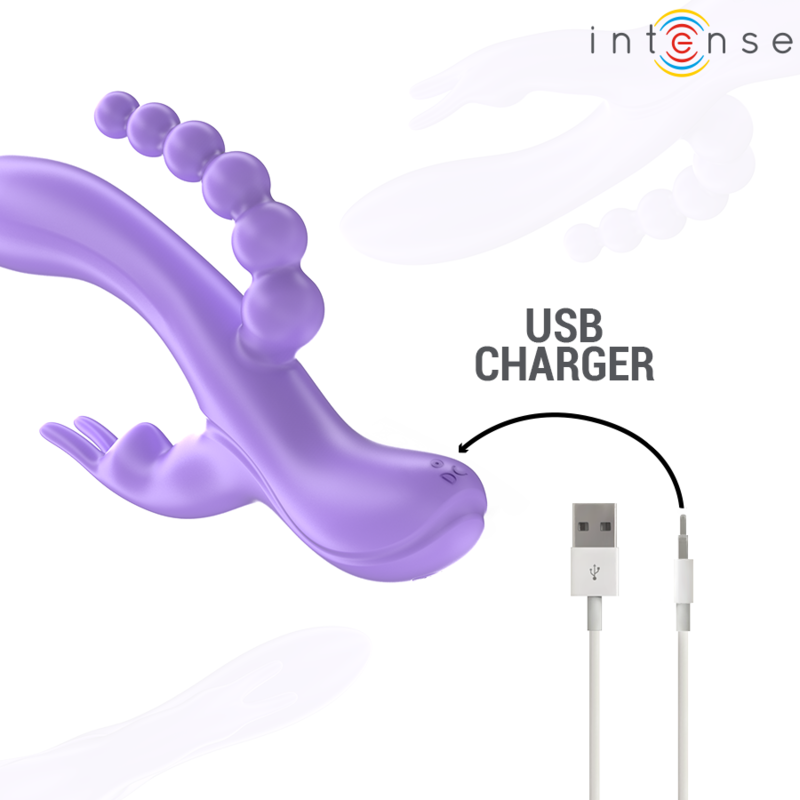 INTENSE - MIKO TRIPLE VIBRADOR RABBIT & ESTIMULADOR & ANAL 7 VIBRACIONES MORADO - Imagen 7