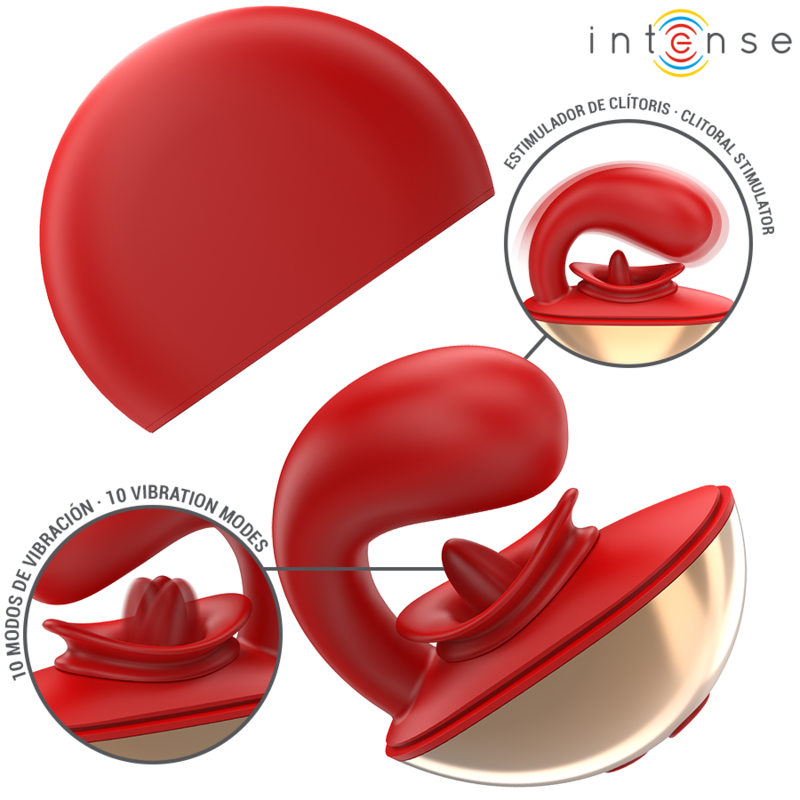 INTENSE - MARIAH VIBRADOR & ESTIMULADOR EN FORMA DE U 10 VIBRACIONES ROJO - Imagen 2