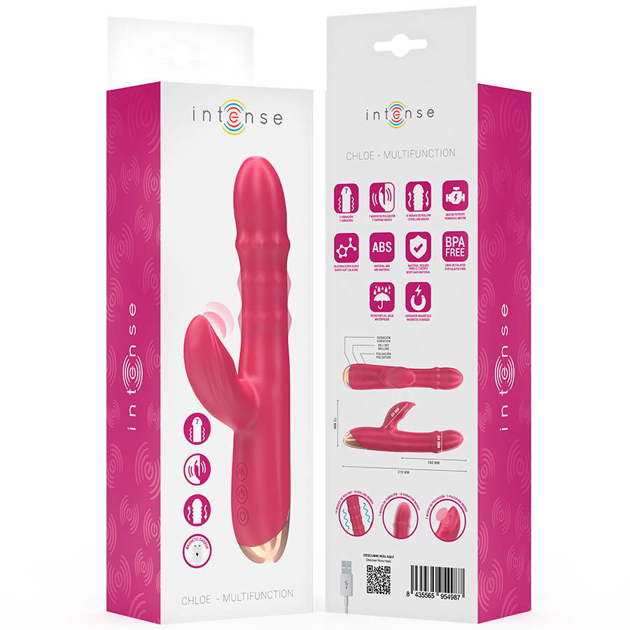 INTENSE - CHLOE VIBRADOR MULTIFUNCIÓN 3 EN 1 ROJO - Imagen 8