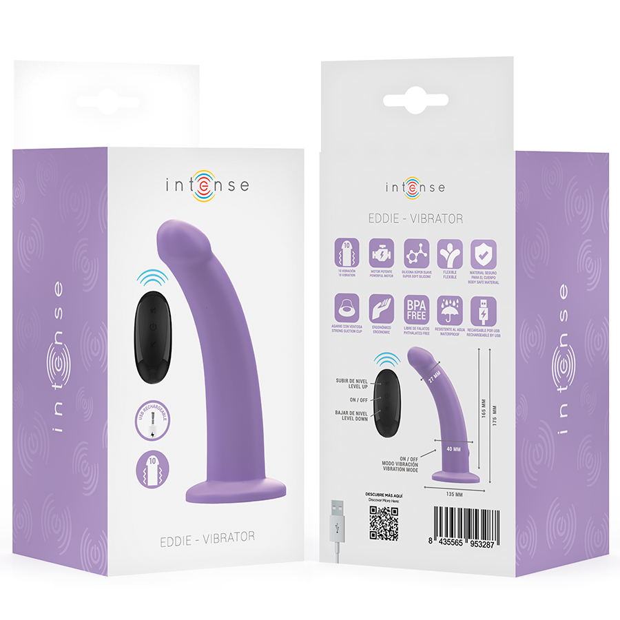 INTENSE - EDDIE VIBRADOR 17,5 CM 10 VIBRACIONES MORADO CONTROL REMOTO - Imagen 8