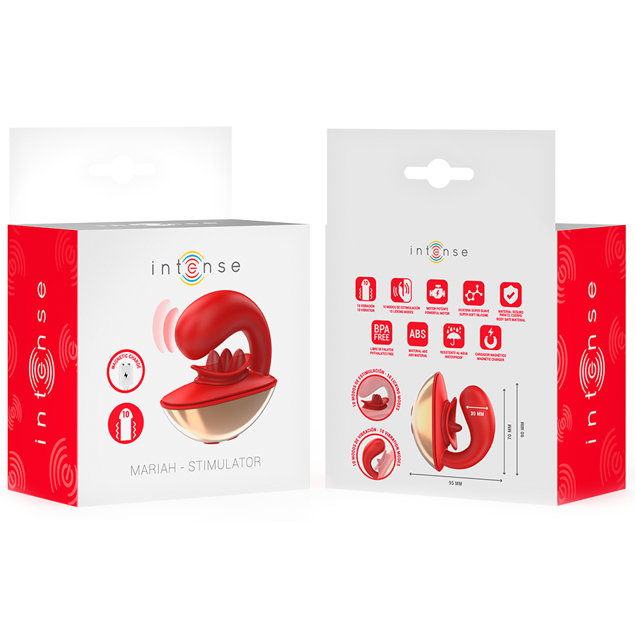 INTENSE - MARIAH VIBRADOR & ESTIMULADOR EN FORMA DE U 10 VIBRACIONES ROJO - Imagen 8