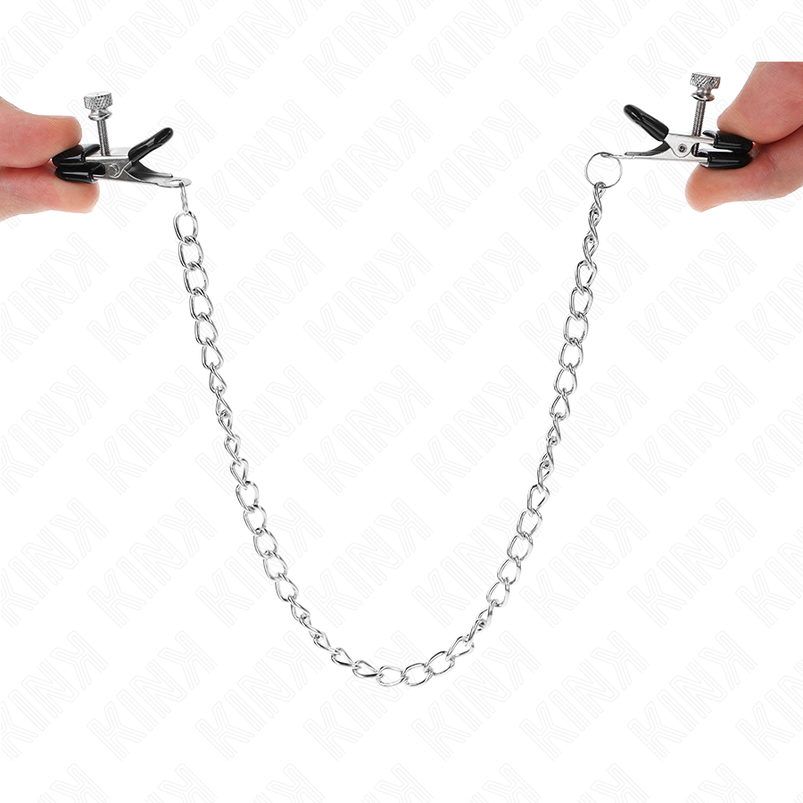 KINK - PINZAS PARA PEZONES PLANAS NEGRO CON CADENA PLATEADO 34 CM - Imagen 5