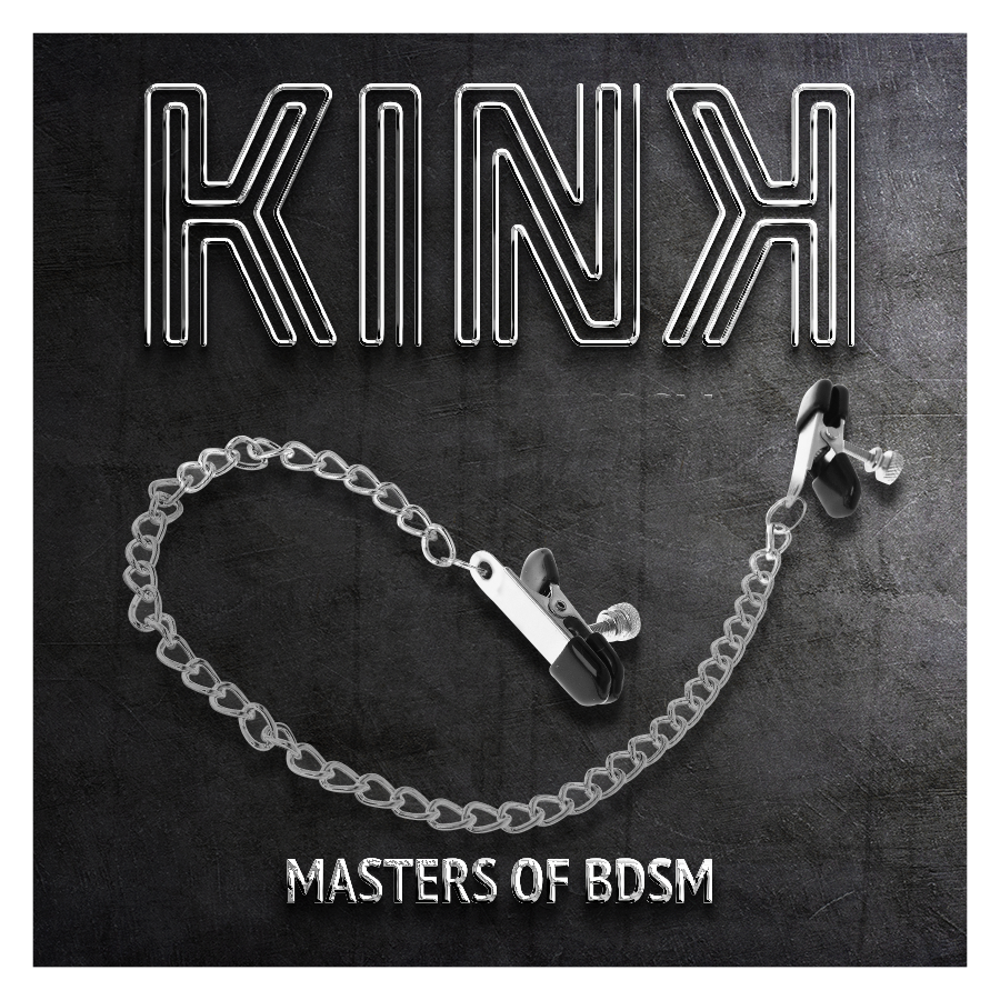 KINK - PINZAS PARA PEZONES PLANAS NEGRO CON CADENA PLATEADO 34 CM - Imagen 6