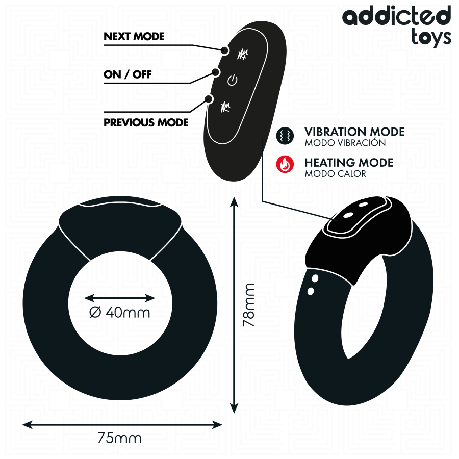 ADDICTED TOYS - ANILLO PENE VIBRADOR EFECTO CALOR CONTROL REMOTO - Imagen 6