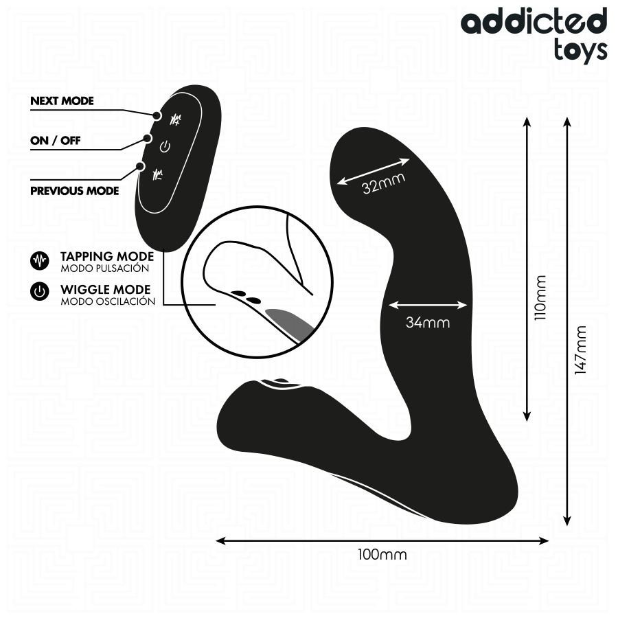 ADDICTED TOYS - MASAJEADOR PROSTÁTICO OSCILANTE CON MODO PULSACIONES CONTROL REMOTO - Imagen 6