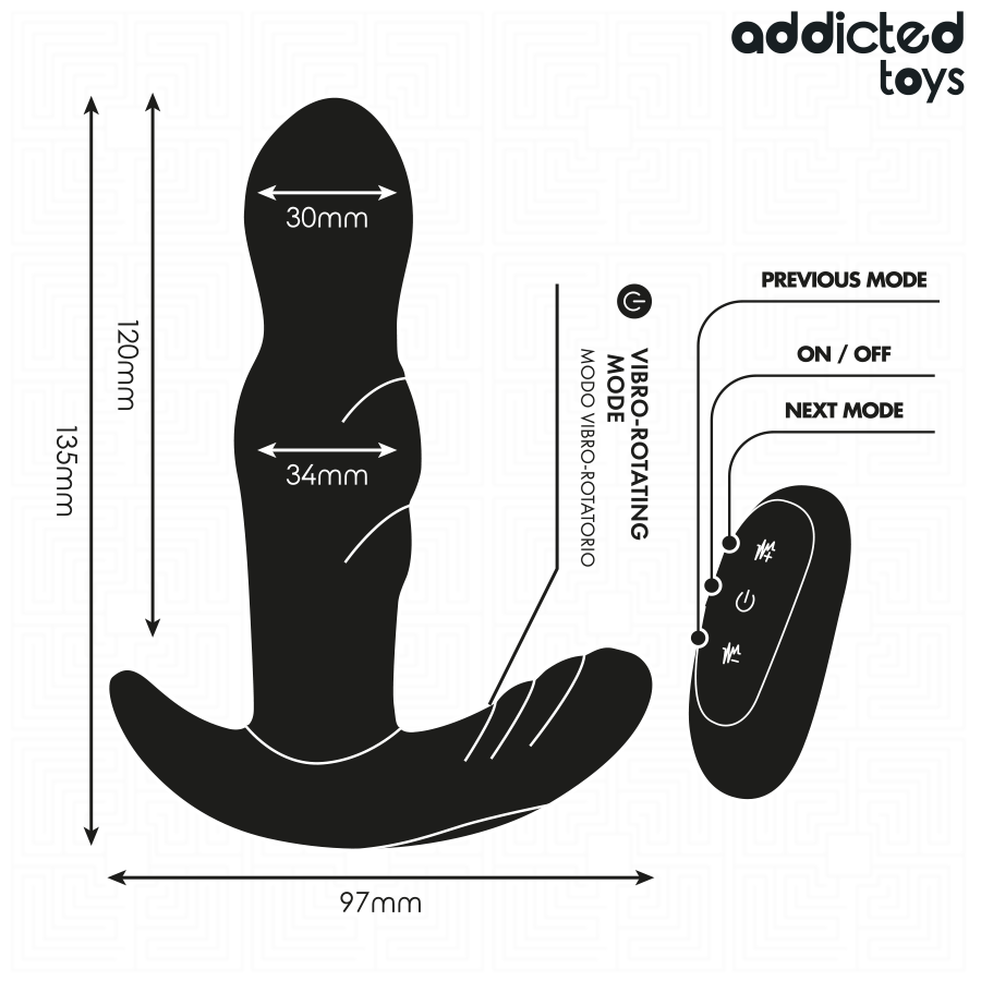 ADDICTED TOYS - PLUG ANAL VIBRADOR ROTATORIO CONTROL REMOTO - Imagen 6