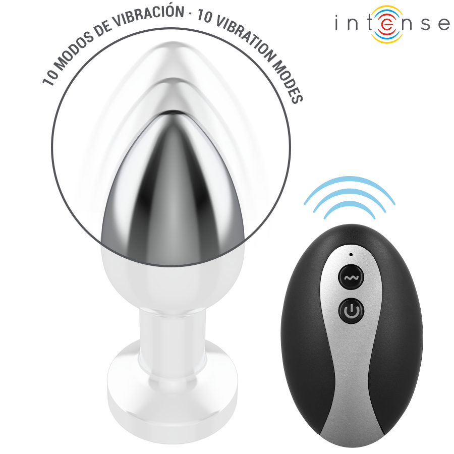 INTENSE - PLUG ANAL TALLA S DE METAL VIBRADOR CON LUCES LED MULTICOLOR Y CONTROL REMOTO - Imagen 4