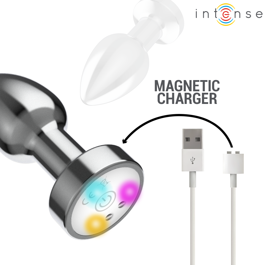 INTENSE - PLUG ANAL TALLA S DE METAL VIBRADOR CON LUCES LED MULTICOLOR Y CONTROL REMOTO - Imagen 6