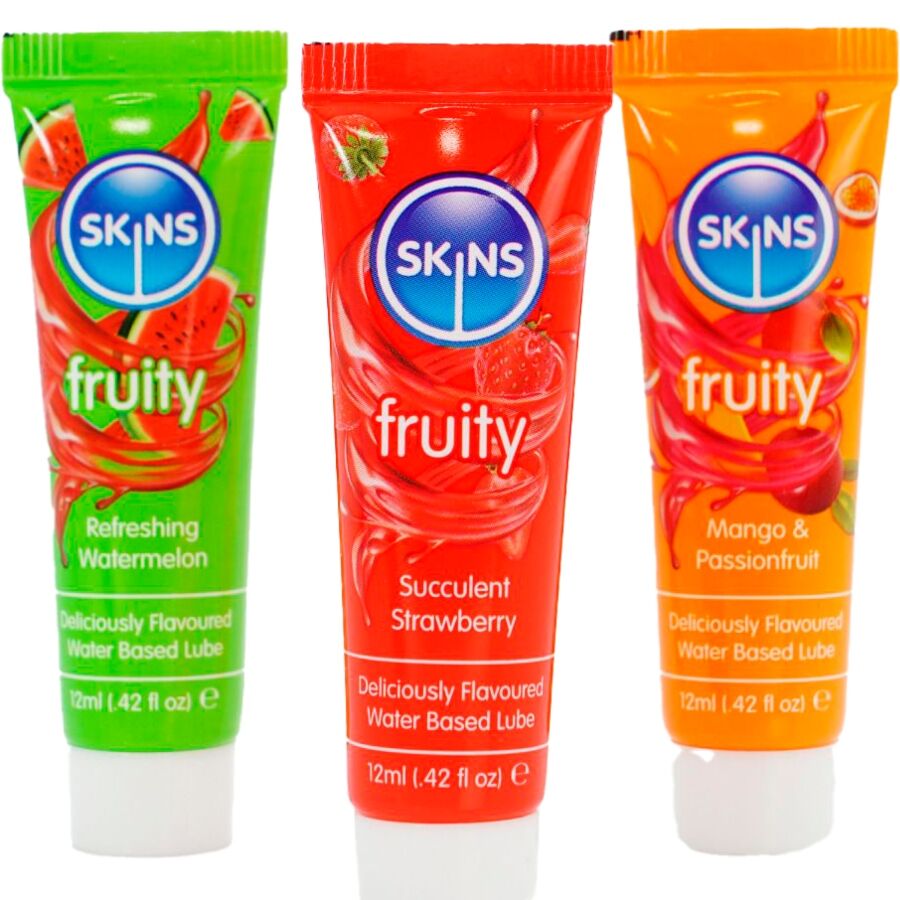 SKINS - FRUITY LUBES KIT LUBRICANTES SANDÍA, FRESA & MANGO 3 x 12 ML - Imagen 2