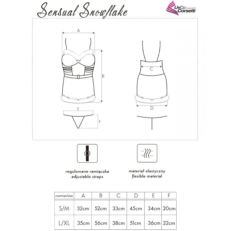 LIVCO CORSETTI FASHION - SENSUAL SNOWFLAKE LC 90603 CAMISA + TANGA + DIADEMA NAVIDEÑA L/XL - Imagen 5